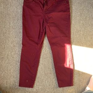 Size 10 red skinny ankle length jeans